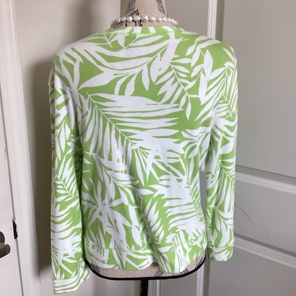 Rafaella Women’s White Green Summer Button Down Cardigan - Picture 3 of 4